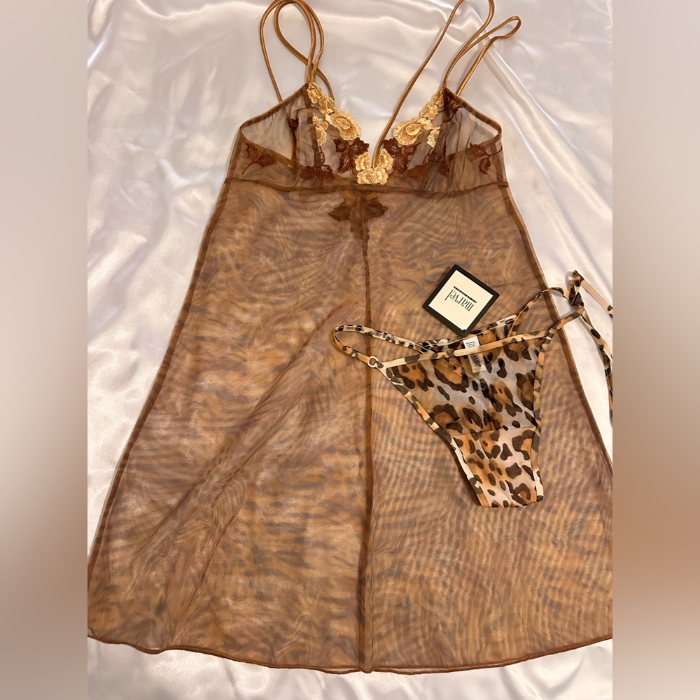 La Perla Vintage leopard sheer Chemise Set